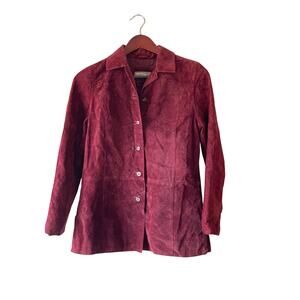 Vintage y2k‎ Valerie stevens burgundy suede shirt jacket size petite small